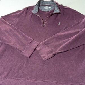 Polo Ralph Lauren Luxury Jersey 1/4 Zip Pullover Mens XXL 2XL Performance Maroon